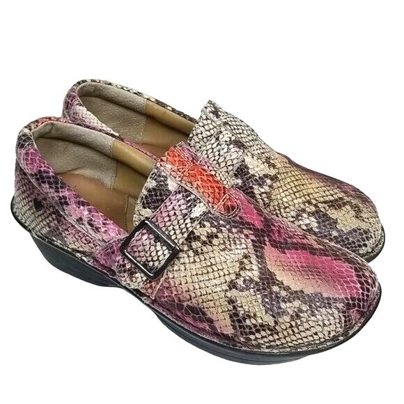 Nurse Mates Womens Clogs 9.5W Pillowtop Gelsey Snakeskin Comfort Work Slip Ons - Picture 1 of 8